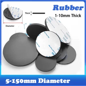 Round Self Adhesive Backed Rubber Pads 5-150mm Dia.- 1~10mm Thick Antiskid - Picture 1 of 6