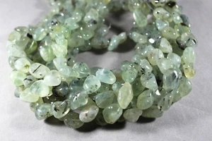 TRANSLUCENT GREEN PREHNITE W/ EPIDOTE FREEFORM NUGGET BEADS 10-20MM 16" STRAND - Picture 1 of 2