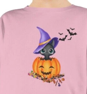 KLEINKIND LANGARM T-SHIRT - Halloween T-Shirt, Kätzchen, Katze, Kürbis, Fledermäuse - Bild 1 von 33