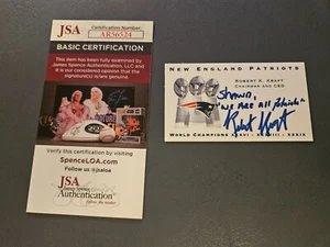 ROBERT KRAFT "WE ARE ALL PATRIOTS" Signed Business Card N.E. Patriots - JSA COA - Picture 1 of 4