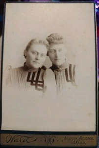 Antique Cabinet Card Photo Two Pretty Young Women . Sister's? North Adams, Mass - Picture 1 of 2