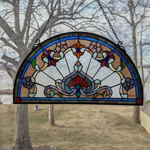 Beautiful Multicolor Stained Glass Suncatcher Window Panel 13x24 - Picture 1 of 5