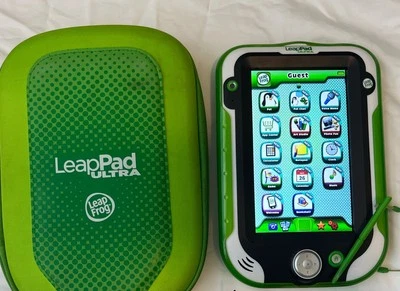LeapFrog LeapPad ULTRA 33200 Game Green Tablet w/ Stylus, Cable CASE WORKS - Image 1 of 4