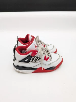 Air Jordan 4 Retro Rojo Fuego Talla 10C Niño Nike Blanco Negro 2020 BQ7670-160 Foto 1 de 4