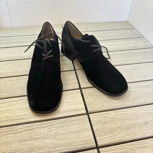 Vintage Ann Marino Sport Women’s Black Velvet Tie Up Loafers Size 9 - Picture 1 of 10