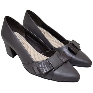 Easy Street Women Triana Pointed Toe Pump Heels Size US 6M Dark Grey Brown Snake - Picture 1 of 7