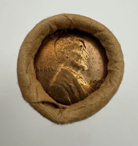 1955-D Lincoln Wheat Cent BU UNCIRCULATED ROLL OBW Old Bank Wrap San Francisco - Picture 1 of 4