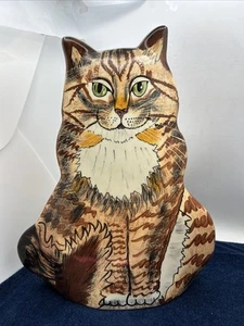 Vintage Ceramic Cats By Nina Lyman Cat Vase, Orange & Brown Tabby Cat, 11 Inches - Picture 1 of 11