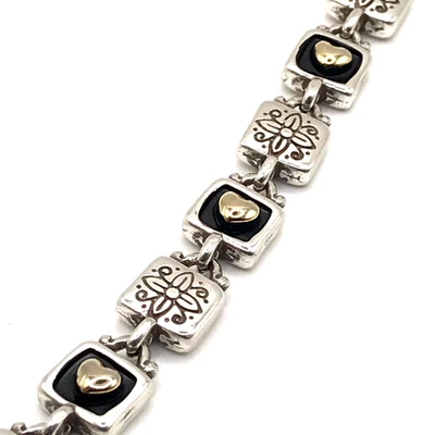 Pulseira Brighton Link Love Reigns placa de ouro e prata coroa coração de joaninha vintage - Imagem 1 de 4