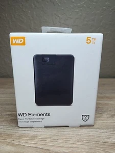 WD 5TB Elements Portable USB 3.2 Gen 1 Hard Drive HDD Storage WDBU6Y0050BBK-WESN - Afbeelding 1 van 6