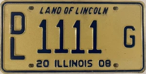 QUADRUPLE 1 CAR DEALER 1111 license plate repeat DL G Lincoln 2008 IL - Picture 1 of 7
