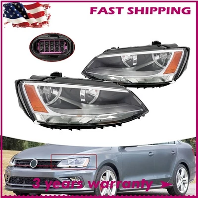 For 2011-2018 Volkswagen Jetta Halogen Chrome Amber Headlights Headlamps Pair Foto 1 de 4