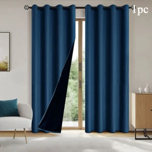 Home Decor Sunscreen Curtains Solid Color Thermal Insulated Blackout Wind · - Picture 1 of 17