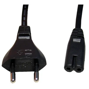 2M, EURO 2 PIN PLUG TO IEC C7 FIGURE 8 TYPE BLACK CABLE, TV RADIO LAPTOP PS LEAD - Picture 1 of 3