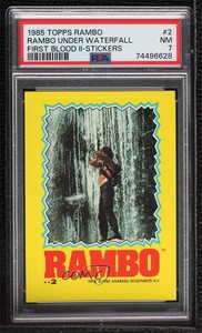 1985 Topps Rambo: First Blood Part II Stickers Rambo #2 PSA 7 0b3o