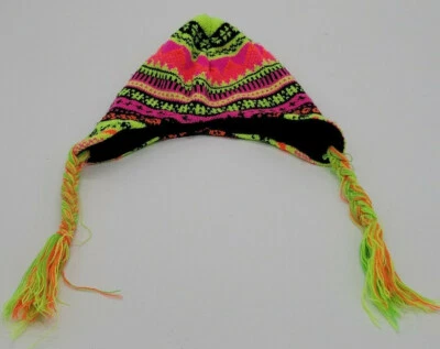 Sombrero de diseño neón Elan Blanc (niñas) ¡con dos trenzas! Excelente estado Foto 1 de 4