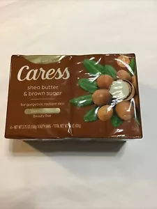 Caress Shea Butter & Brown Sugar 2 in 1 Exfoliate/Nourish Soap Beauty Bar, 4ct - Picture 1 of 4