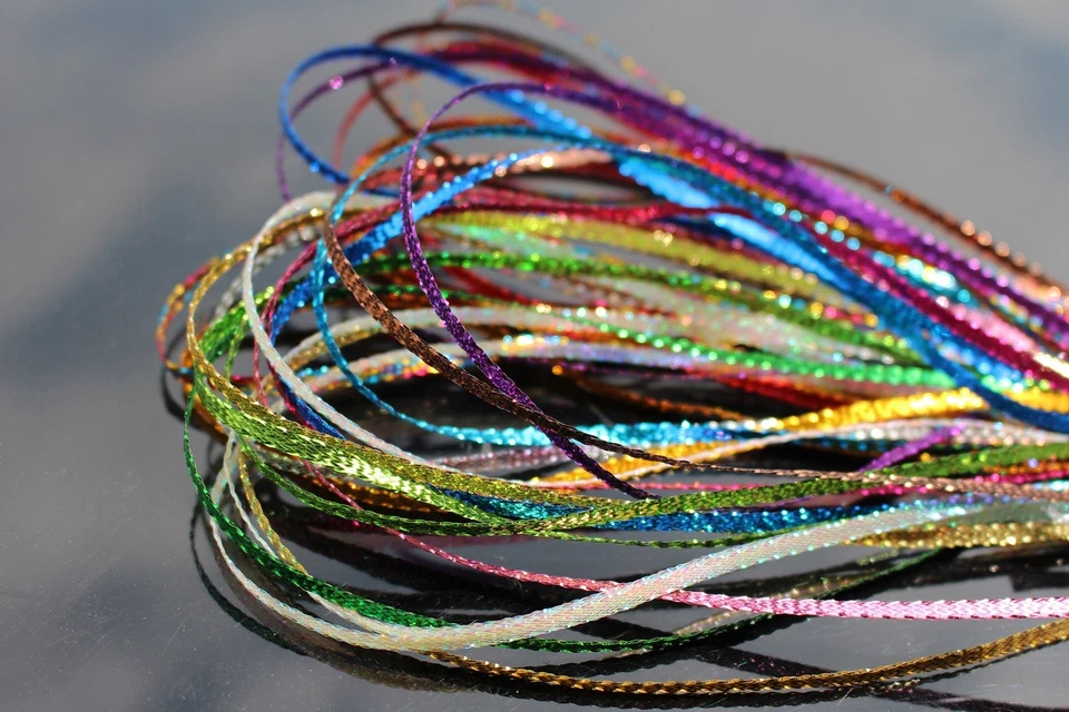 15 colors Flat Braided Lace Line 3mm Pearlescent Tones Rib Fly Tying Materials Foto 1 de 4