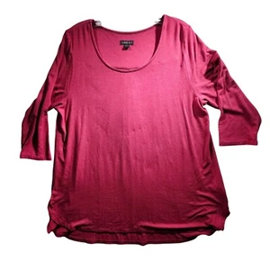 Top Colección J. Jill Wearever Pequeño L Cuello Redondo Manga 3/4 Borgoña - Imagen 1 de 9