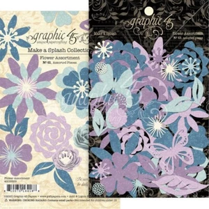 GRAPHIC 45 ~ MAKE A SPLASH ~ Flower Assortment ~ 63 Pieces - Picture 1 of 1