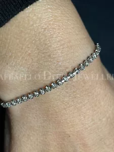 3 Carat Diamond Tennis Bracelet in 14k Solid White Gold Natural Gemstone Gift - Picture 1 of 12