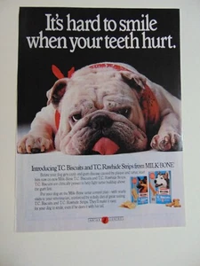 1990 Milk Bone T.C. Biscuits Bull Dog No Smile vintage print ad - Picture 1 of 1