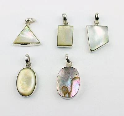 Madreperla Rimorchio Vero Pietre Preziose Prese IN 925 Ciondolo Argento Regalo - Immagine 1 di 2