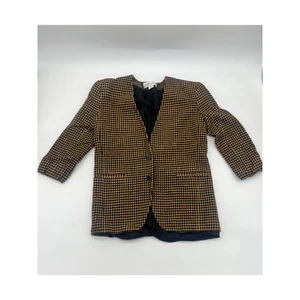 Vintage Jones Wear Yellow Black Checkered Blazer Size 6 - Picture 1 of 8