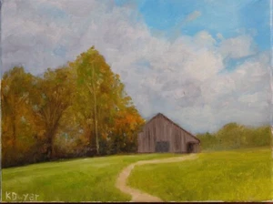 Original Landscape oil painting, new, signed, barn painting - Picture 1 of 1