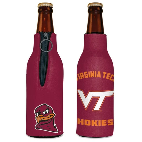 Virginia Tech Hokies 12oz Two Sided Bottle Cooler [NEW] Can Holder Foam Koozie Cover