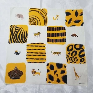 Fazzoletto raro vintage NICOLE CLUB stampa animali selvatici cotone 19"" x19"" GIAPPONESE - Foto 1 di 9