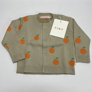 Tiny Cottons Cardigan Baby 9M/18M/24M Dark Vanilla Oranges Made in Spain New - Imagen 1 de 7