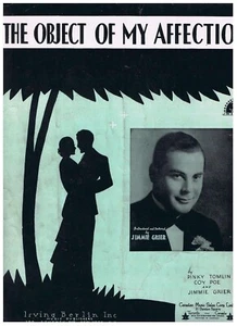 Object Of My Affection Sheet Music Pinky Tomlin Coe Poe Jimmie Grier - Picture 1 of 1