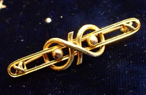 Antique 15 K Gold Wire Bar Brooch - 625 - 15K - Vintage - Picture 1 of 10