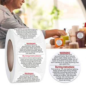 1.5" Warning Instruction Labels For Candle Making Supplies 500 Label in a Roll - Picture 1 of 6