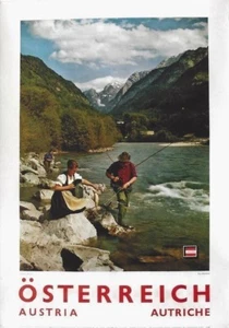 Póster Original Vintage PESCA EN AUSTRIA SALZBURGO c.1965 - Imagen 1 de 1