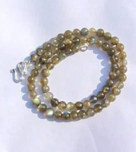 Deal Rondelle Labradorite Stone 925 Silver New Beaded 20.5" Necklace Jewelry - Picture 1 of 10