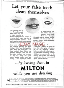 1926 Advert MILTON Antiseptic False Teeth Cleaner Original Denture Print Ad 729M - Picture 1 of 1
