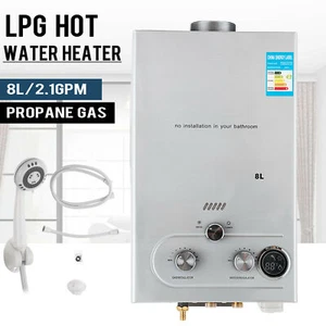 8L Chauffe-eau Instantané à Gaz Propane Butane Chaudière Affichage Avec Douche - Imagen 1 de 12