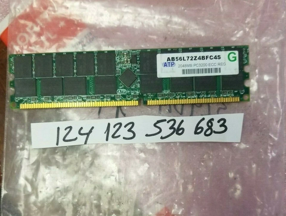 ATP 2GB DDR1 DDR PC 400 DDR 400 PC3200R 3200 3200R 128X4 ECC REG 184PIN RDIMM  - Image 1 of 1