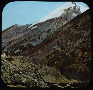 MONT BLANC MOUNTAIN C1890 TEÑIDA A MANO LINTERNA MÁGICA TOBOGÁN FOTOGRAFÍA - Imagen 1 de 4