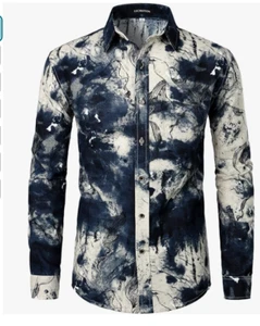 Mens Long Sleeve Cotton Linen Dress Shirt Casual Solid Button-up LucMatton L - Picture 1 of 3