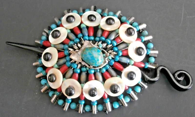 PELO--CUENTAS DE VIDRIO VINTAGE BOHO-ROJO Y NEGRO CON CUENTAS CON MADREPERLA #5 Foto 1 de 4