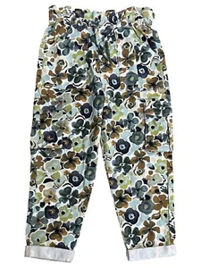 Girls Green Brown & Blue High Rise Floral Paperbag Cargo Pants - Picture 1 of 1