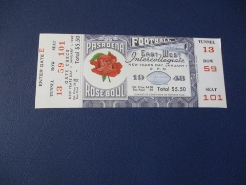 1948 Rose Bowl USC vs MICHIGAN Football Ticket Official Reproduction * Cover