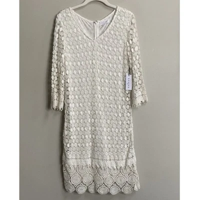 Mini Vestido Velvet By Graham & Spencer Blanco Manga 3/4 Crochet Encaje Talla Mediana Foto 1 de 4