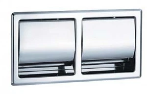 Presale Bradley 5128 Dual Toilet Roll Dispenser Recessed Hooded - Bright - Picture 1 of 2