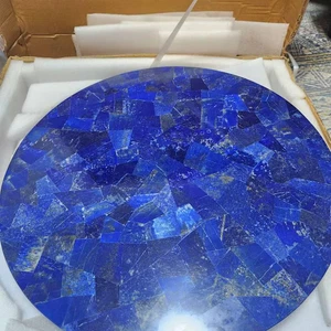 Blue Lapis Lazuli Coffee Tabletop – Handmade Round Side Table – Luxury End Table - Picture 1 of 4
