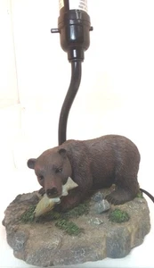 Bear Fishing Tabletop Lamp Tested , No Shade Top, Excellent Condition Free Ship - Picture 1 of 18