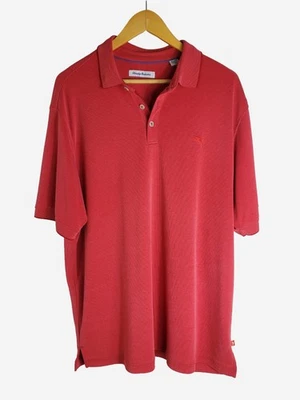Tommy Bahama Polo Shirt Men’s XL Red Textured Pin Check Modal Blend Short Sleeve - Image 1 of 4